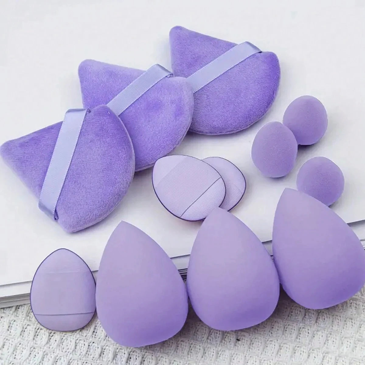 12-Piece Multi-Purpose Makeup Sponge And Powder Puff Set, Including 3 Powder Puffs, Mini Finger Powder Puffs, Beauty Eggs