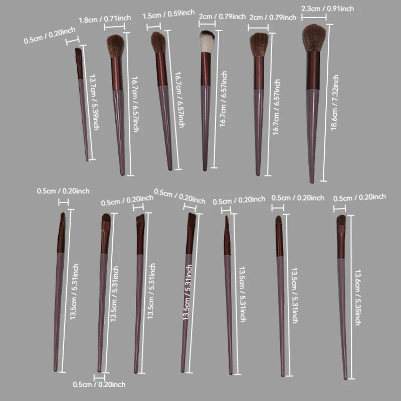 13 PCS Makeup Brush Ultra Soft Fiber Makeup Tool Loose Powder Eyeshadow Lip Concealer Blush Foundation Soft Hair Beauty Makeup