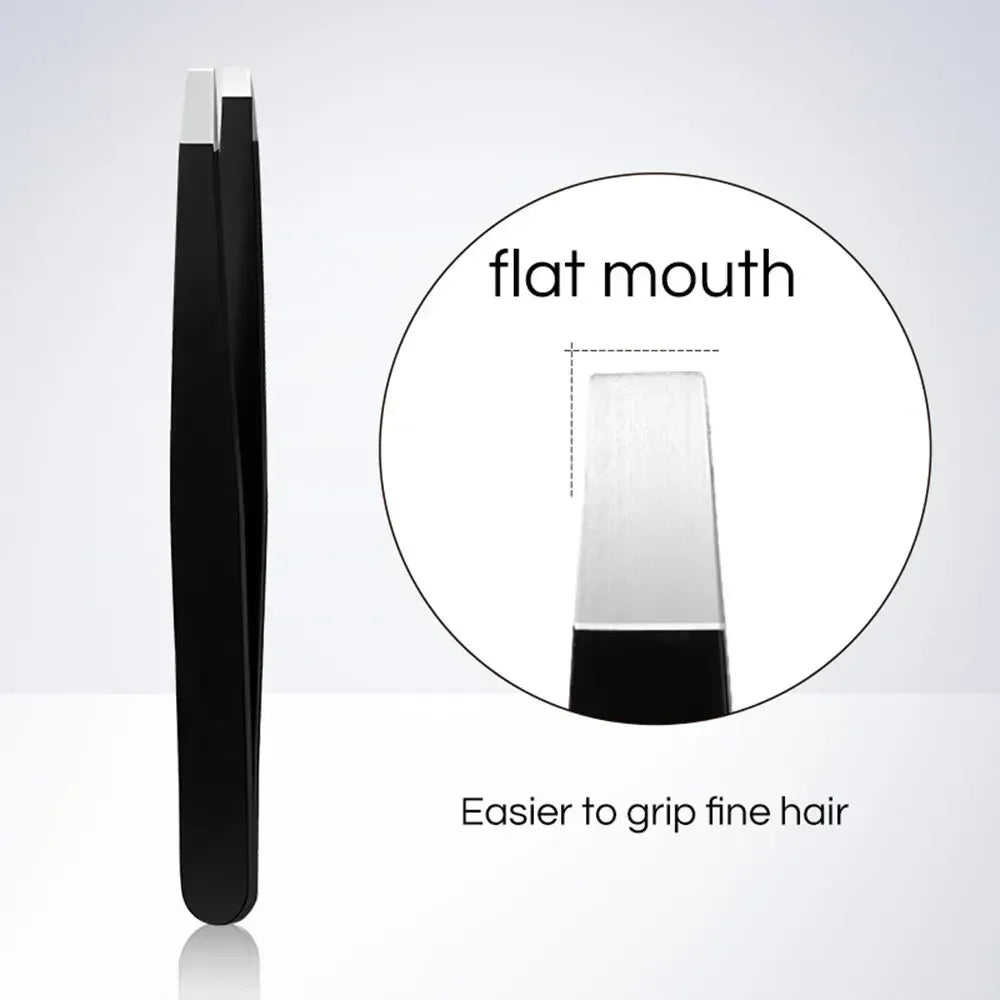 Wholesale Hair Removal Tweezers Stainless Steel Eyebrow Tweezers Pink Slanted Black Tip Point Face Harmless Makeup Beauty Black