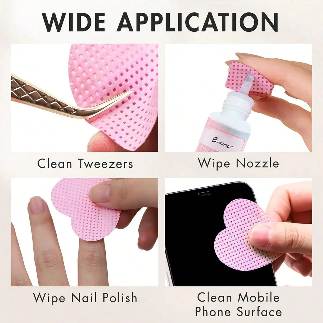 LINMANDA 200 Pieces of Lint-Free Nail Wipes Eyelash Glue Wipes Nail Polish Removal Wipes Suitable for Eyelash Extension Products