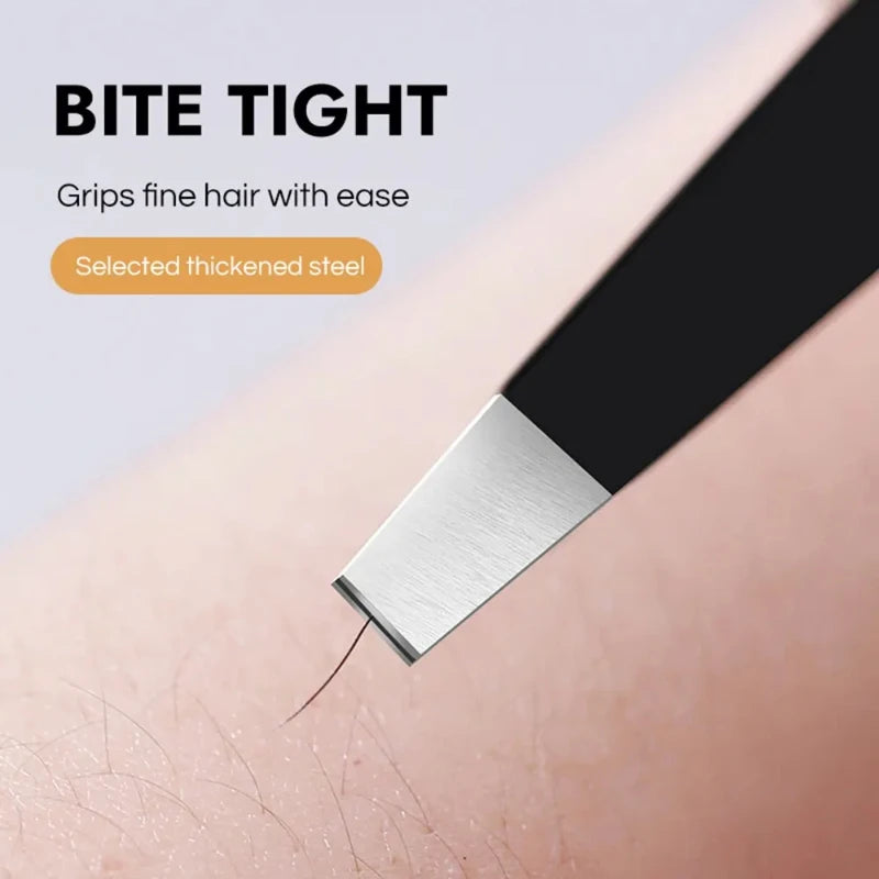 Wholesale Hair Removal Tweezers Stainless Steel Eyebrow Tweezers Pink Slanted Black Tip Point Face Harmless Makeup Beauty Black