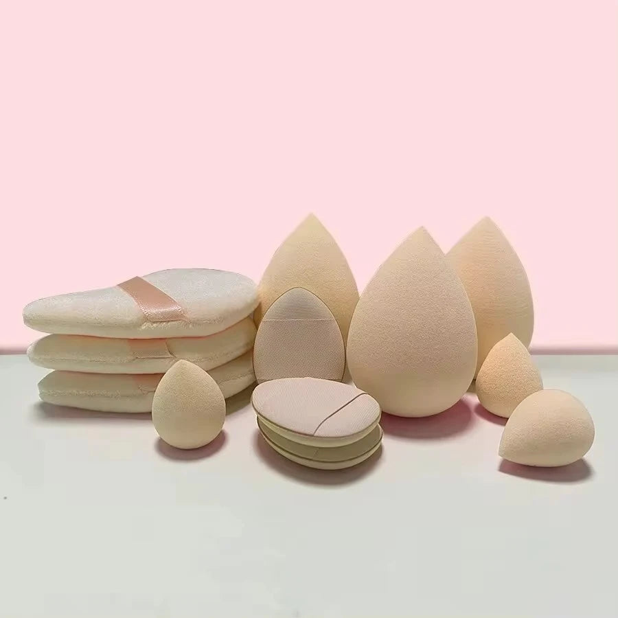 12-Piece Multi-Purpose Makeup Sponge And Powder Puff Set, Including 3 Powder Puffs, Mini Finger Powder Puffs, Beauty Eggs