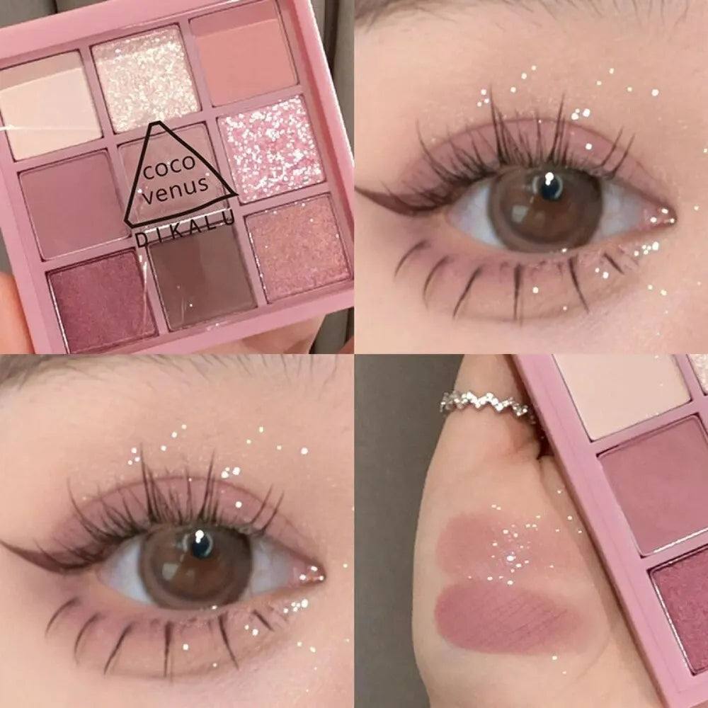 DIKALU Transparent Acrylic Eyeshadow Tray Pearl Matte Waterproof Is Not Easy To Faint Earth Color Nine Grid Eyeshadow