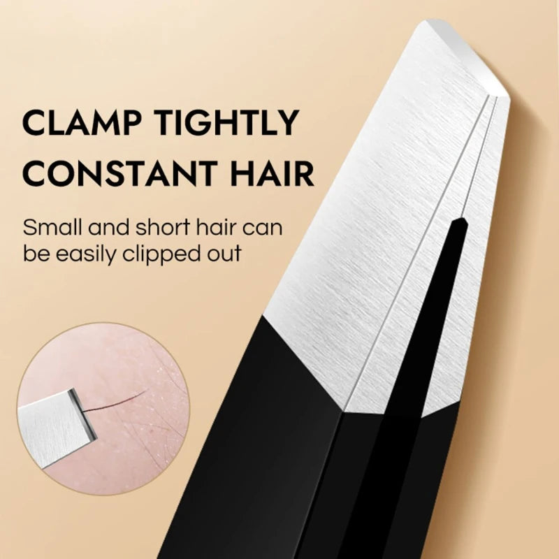 Wholesale Hair Removal Tweezers Stainless Steel Eyebrow Tweezers Pink Slanted Black Tip Point Face Harmless Makeup Beauty Black