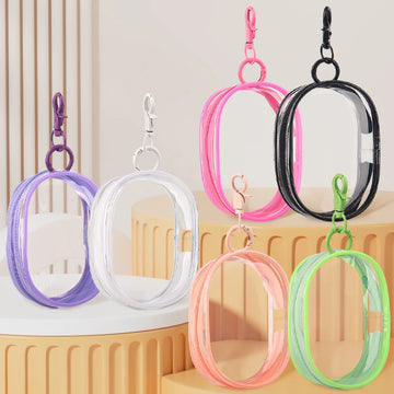 Portable Mini Clear Zipper Storage Bag With Keychain Makeup Brush Travel Cosmetics Organizer Case Cute Pvc Dustproof Bags Tool