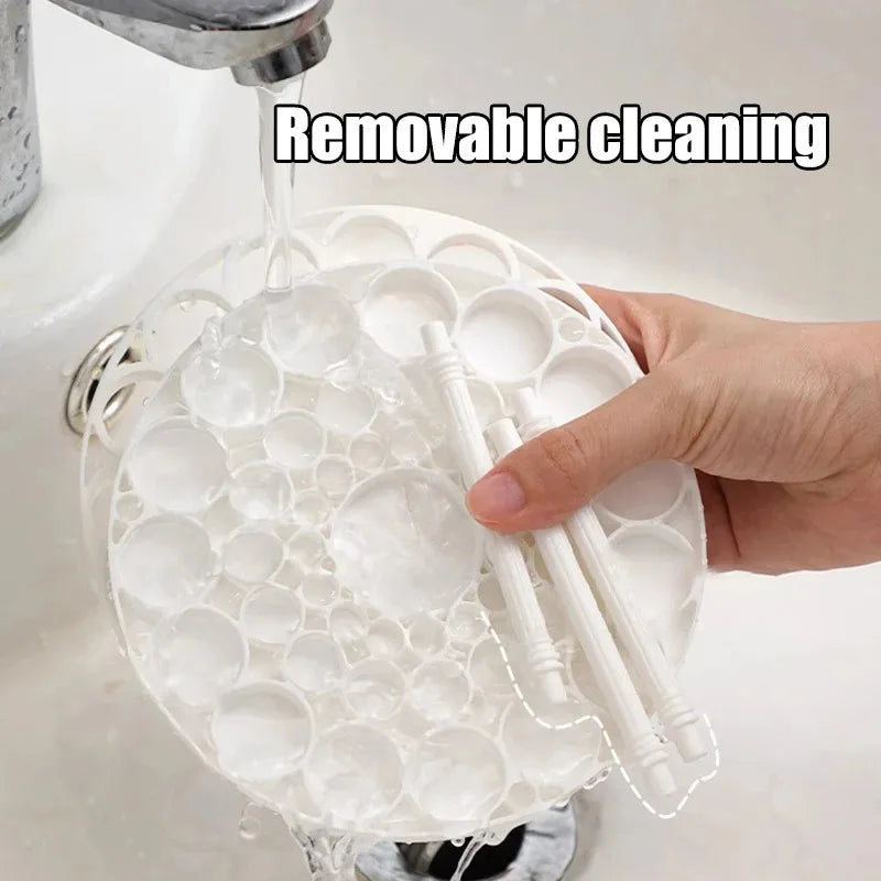 360° Rotating 45-Hole Makeup Brush Holder - Detachable & Washable Circular Storage with Pen Compartment for Dresser