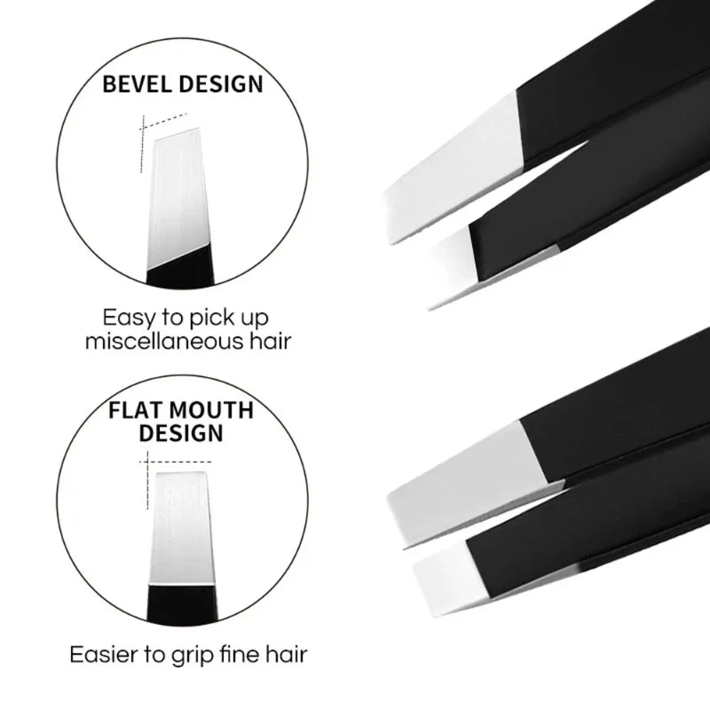 Wholesale Hair Removal Tweezers Stainless Steel Eyebrow Tweezers Pink Slanted Black Tip Point Face Harmless Makeup Beauty Black