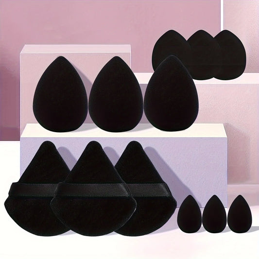 12-Piece Multi-Purpose Makeup Sponge And Powder Puff Set, Including 3 Powder Puffs, Mini Finger Powder Puffs, Beauty Eggs