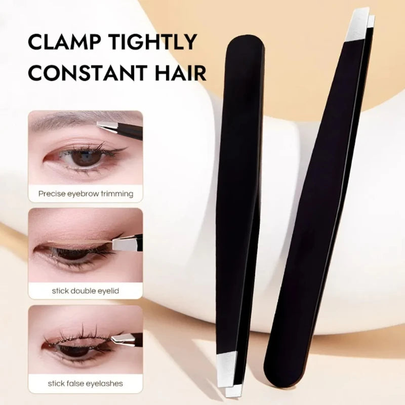 Wholesale Hair Removal Tweezers Stainless Steel Eyebrow Tweezers Pink Slanted Black Tip Point Face Harmless Makeup Beauty Black