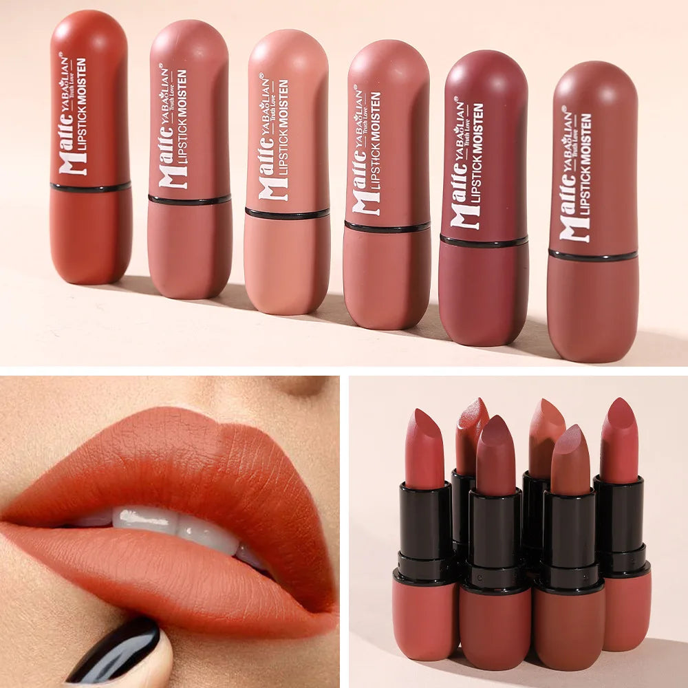 Matte Lipstick Long-Lasting Waterproof Classic High Pigment Velvet Topcoat Lip Cosmetics