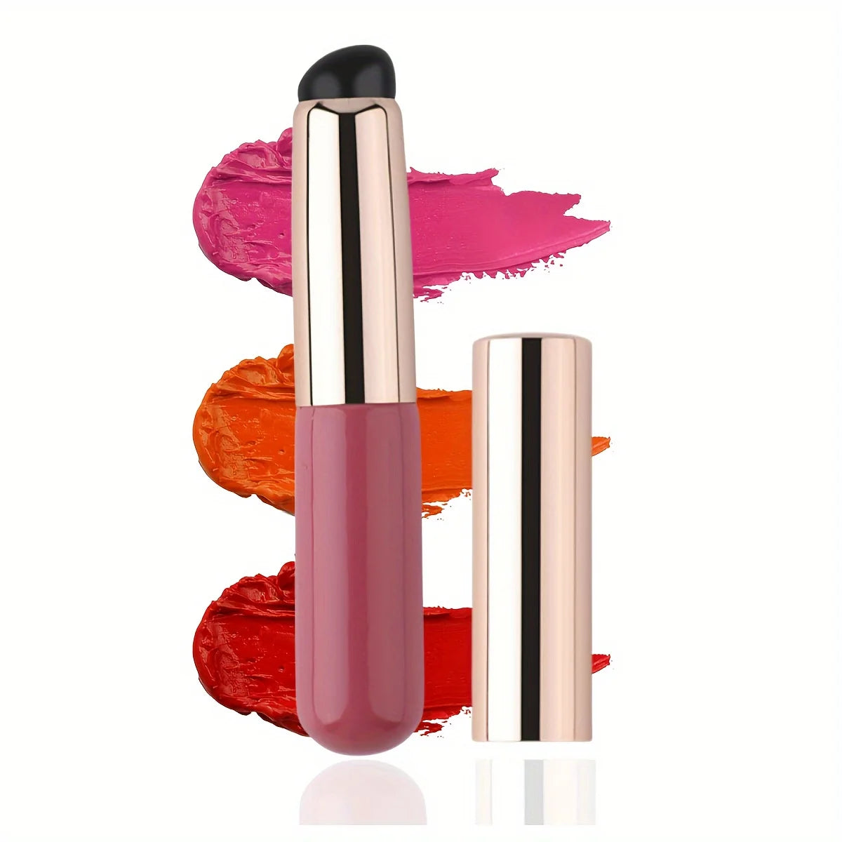 Portable Silicone Lip Brush with Cover - Mini Makeup Applicator, Easy to Apply, Suitable for Lip Balm, Lipstick Auxiliary Tool